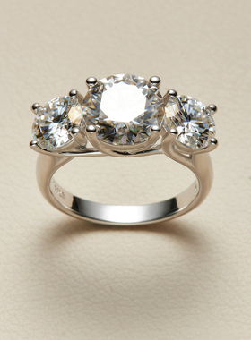 AHCHOO  静奢风3克拉D色莫桑石精致戒指高级感指环520礼物送女友