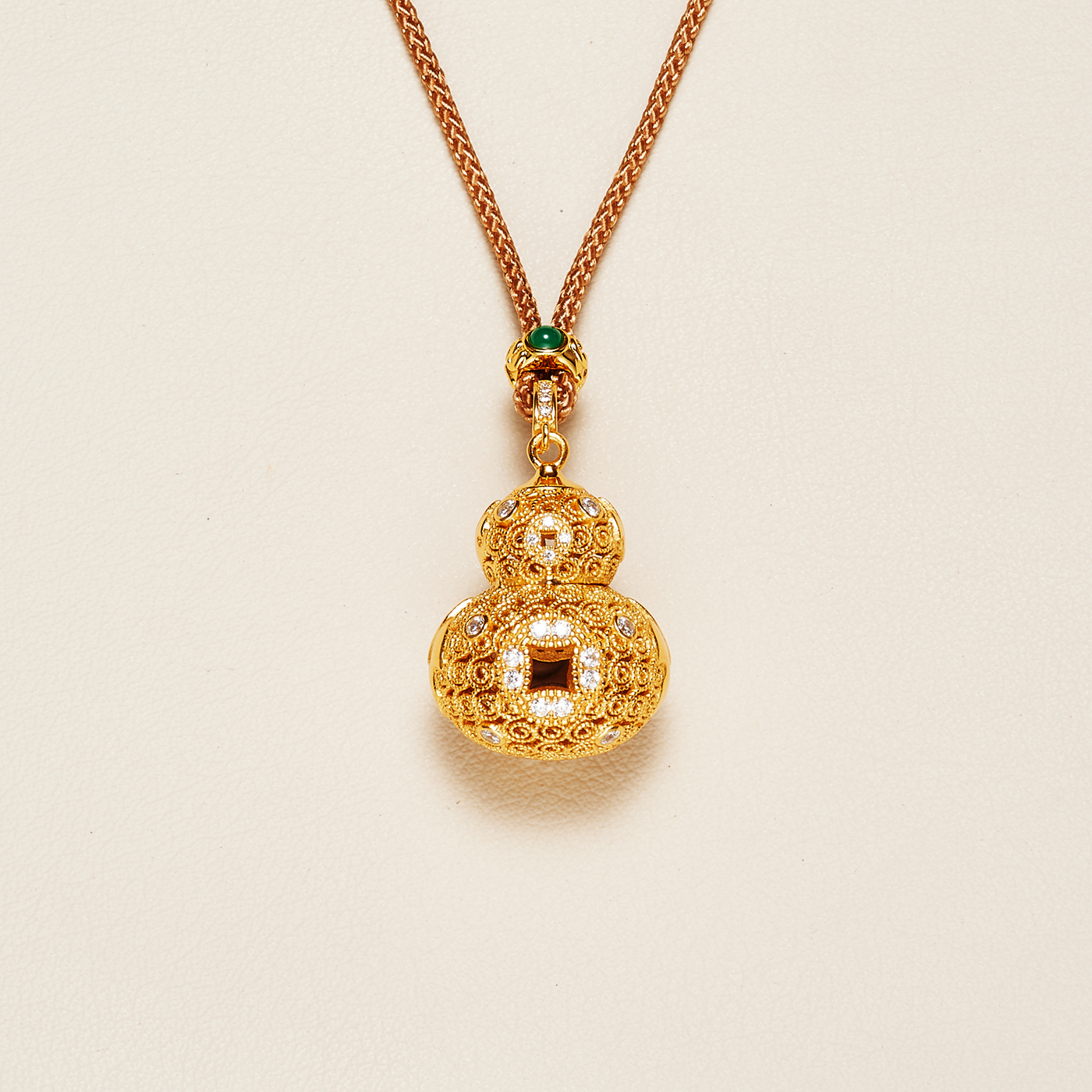 AHCHOO 静奢S925纯银招财葫芦项链锆石祥云福禄钱币吸金毛衣链女