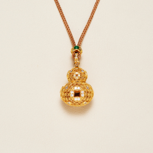 AHCHOO 静奢S925纯银招财葫芦项链锆石祥云福禄钱币吸金毛衣链女