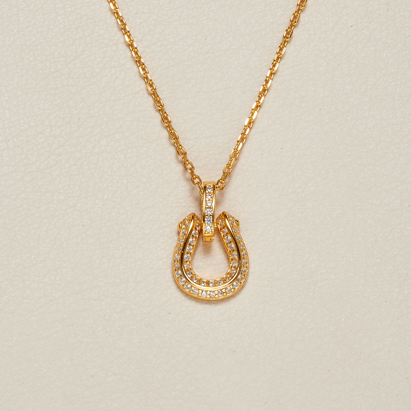 AHCHOO 静奢手工古法S925纯银满镶锆石马蹄吊坠项链锁骨链女礼物