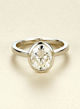 AHCHOO 静奢风高级感2克拉莫桑石水滴戒指925银细版椭圆指环情侣