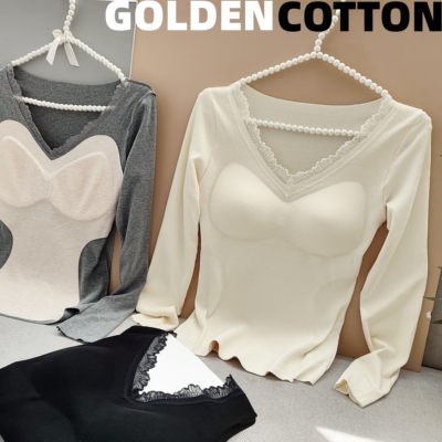 超显瘦科技暖护纯棉加绒打底衫