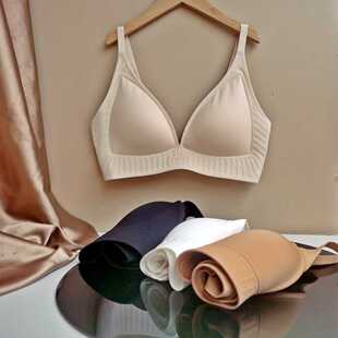 法式 深V超薄0.3果冻条支撑大胸显小上托文胸夏自然性感收副乳内衣