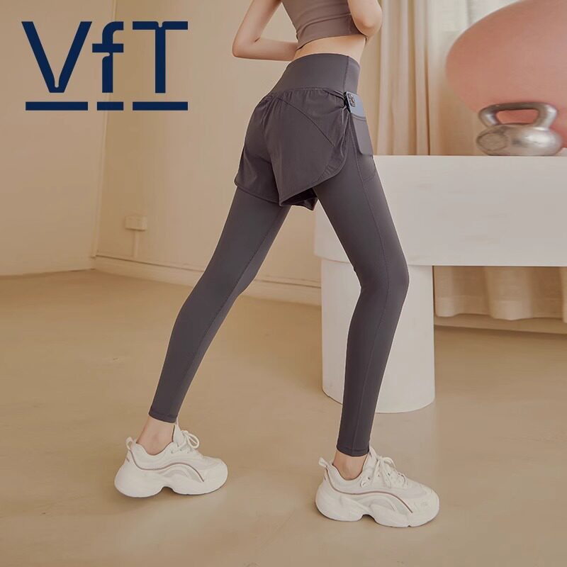 收腹显瘦假两件健身裤长裤春秋款高弹尴尬线瑜伽裤女跑步运动裤子