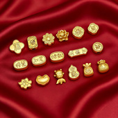 保色沙金DIY饰品配件福字招财动物造型金色手工编织穿绳材料