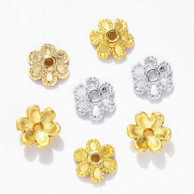 保色镂空合金六瓣花托珠帽珠托