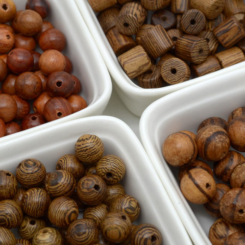 天然鸡翅木散珠木质打孔圆珠珠