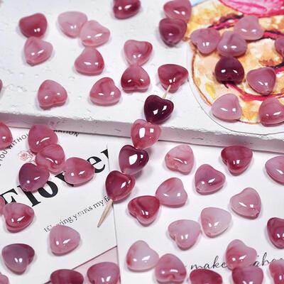 手串diy通孔包邮爱心晕染