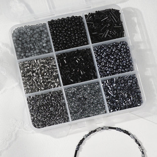 9宫格混款 黑色玻璃米珠串珠手工diy手链项链耳环发簪材料饰品配件