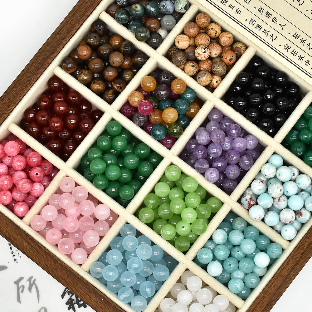 天然石串珠散珠手工DIY手链手串项链配件多彩圆形珠子饰品材料