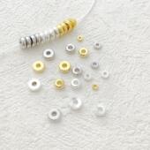 保色18k金隔片扁隔珠配饰diy饰品手串文玩散珠金属铜镀金垫片配件