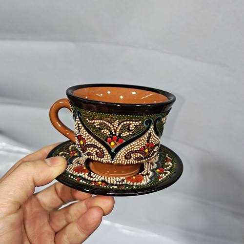 小号口8cm*高5.5cm*盘10cm进口手工陶瓷咖啡杯欧式礼物奶茶杯高档