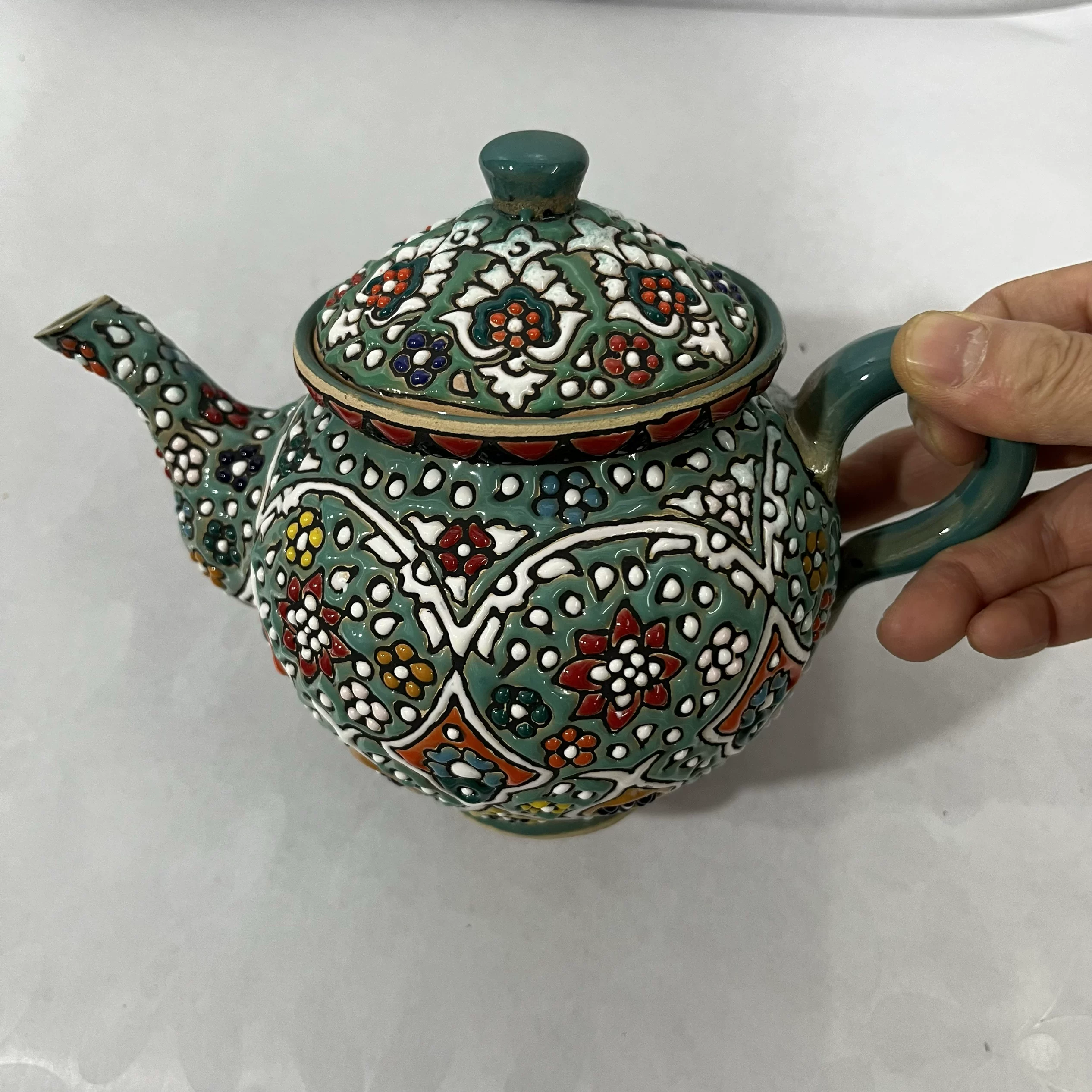 伊朗波斯全手工绘画艺术宽体酒壶花器艺术装饰精美摆件客厅