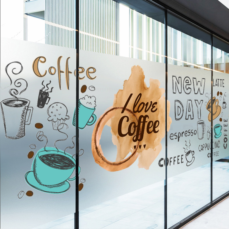 咖啡馆西餐厅奶茶店铺橱窗隔断窗户磨砂玻璃贴膜定制透光腰线贴纸|ruв категории Домашний быт, наклейки, керамическая плитка/стекло вставить - от Buy2taobao.com для оказания профессиональной услуги покупки агента Taobao