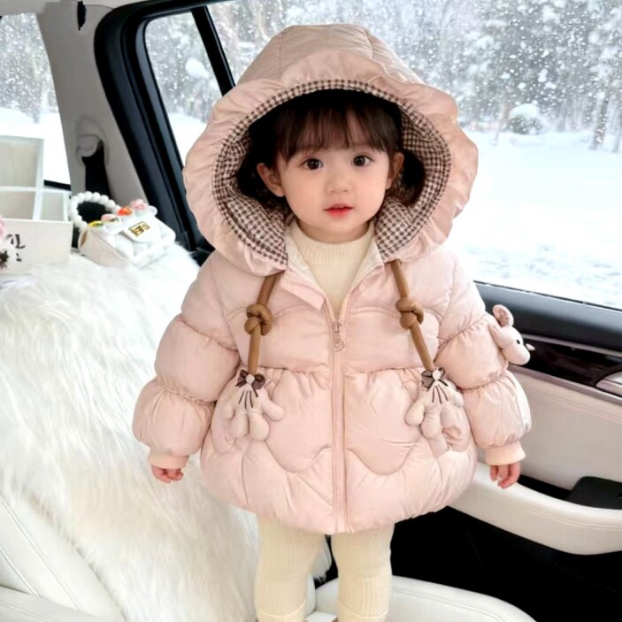 女童加绒棉服冬装棉衣新款宝宝加绒洋气冬季加厚儿童米奇棉袄外套