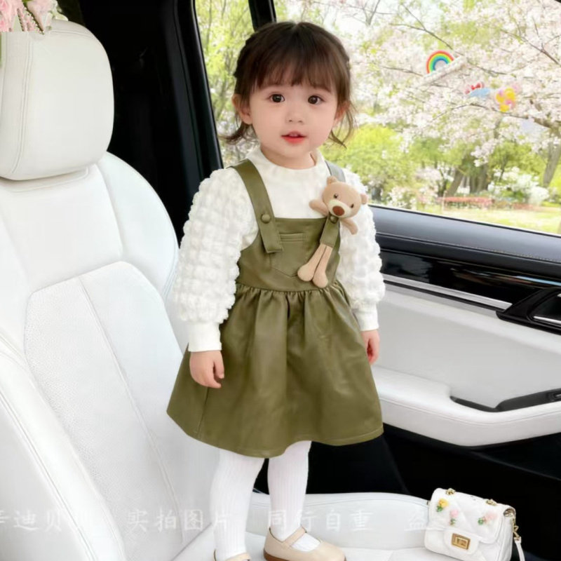 公主裙女孩春秋款裙子皮裙两件套