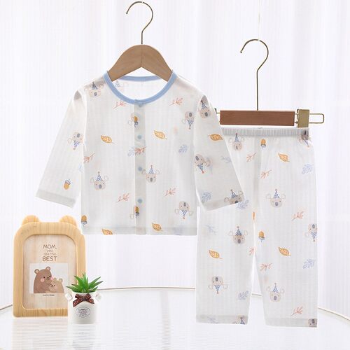 新生婴儿夏季薄款空调服套装纯棉