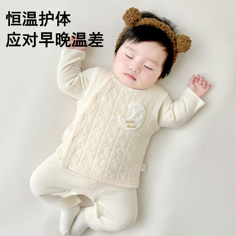 婴儿马甲春秋冬季保暖外穿儿童小马夹纯棉坎肩夹棉新生婴幼儿背心