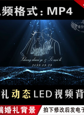 深蓝色婚礼LED动态大屏幕视频设计 婚庆回门宴视频背景定制M032