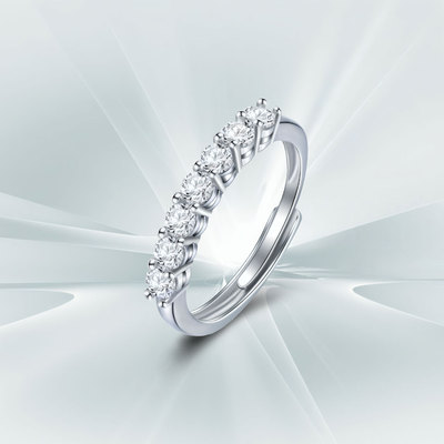 DR满天星戒指女999纯银莫桑石钻戒求婚结婚订婚戒生日礼物送女友