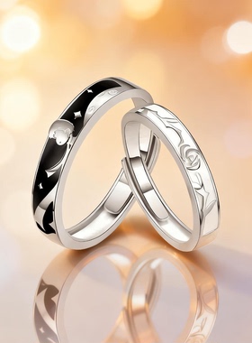 DR小王子与玫瑰花情侣戒指999纯银对戒轻奢小众生日礼物送女男友