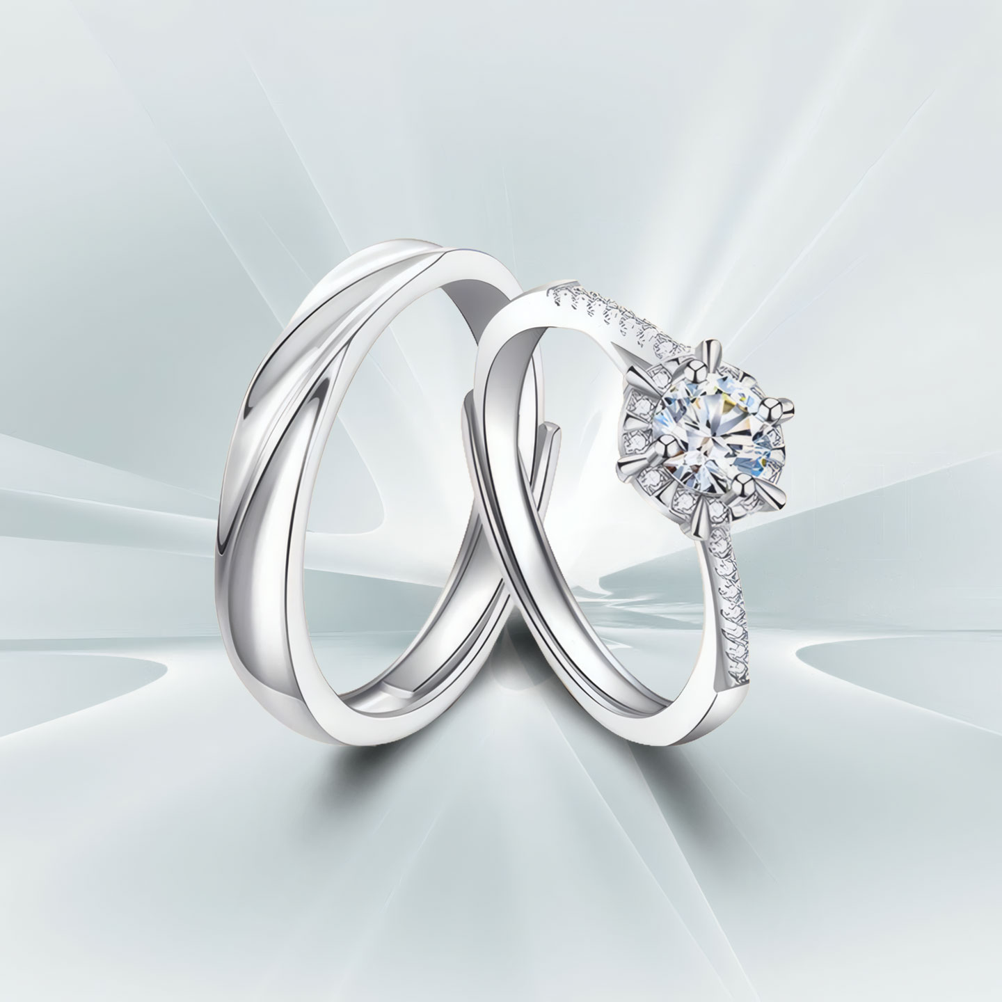 DR莫桑钻对戒钻石戒指1克拉仿真钻戒女情侣对戒999纯银求婚结婚戒