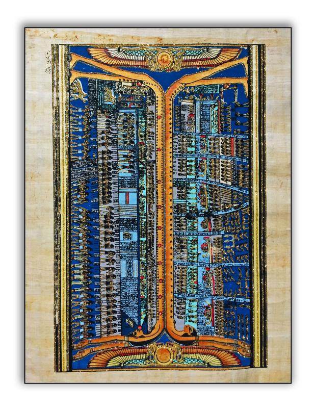 a埃及旅游纪念品手工莎草纸画天空之神太阳神夜游故事装饰画壁画