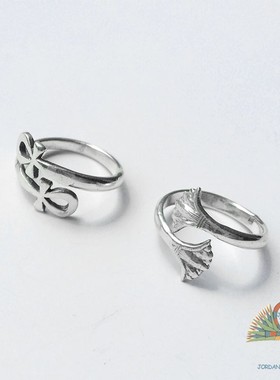 纯手工开口戒指女银古埃及风