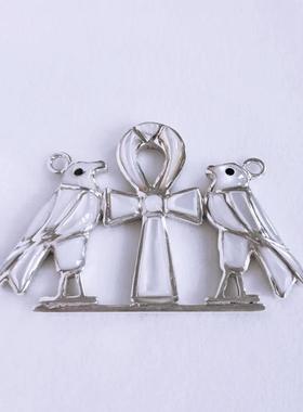 新品 天然贝母十字架安卡安克生命之匙荷露斯组合项链吊坠银饰