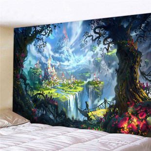 超大奇幻森林床头宿舍墙壁装 饰挂毯背景布民宿遮挡挂布城堡壁画布