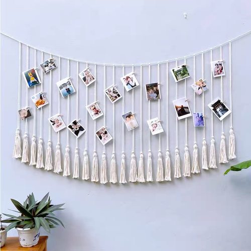 编织棉绳照片墙挂饰流苏挂毯