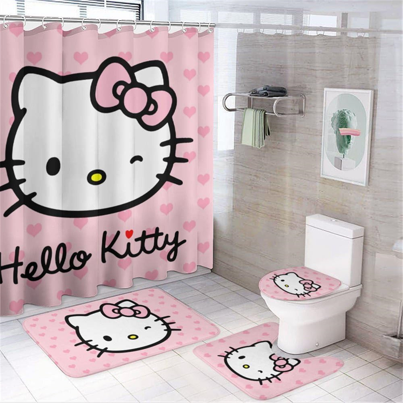 可爱卡通Hellokitty凯蒂猫防水厚浴帘卫生间窗户挂帘浴帘隔断布帘