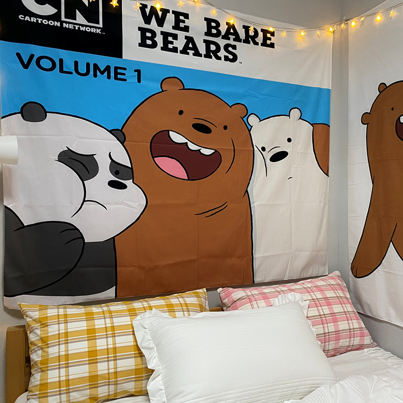 美式动漫咱们裸熊墙壁装饰挂毯宿舍床头卧室卡通背景布房间布置画图片