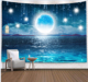 超大挂毯墙壁装 饰挂布海面星空风景床头直播背景布宿舍壁毯隔断帘