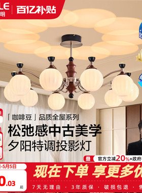 欧普/咖啡豆/中古风吊灯复古2025新款宋代美学灯饰全光谱客餐厅DD