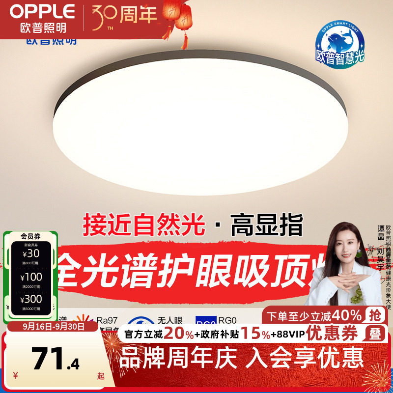 欧普照明现代黑边简约卧室灯图片