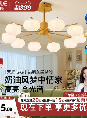 欧普照明/奶油泡泡/原木奶油风吊灯全光谱Ra95智能客卧餐厅套餐DD