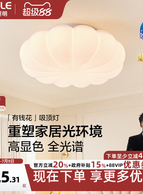 26新-欧普/有钱花/奶油风全光谱护眼吸顶灯具饰卧室书房儿童房DD