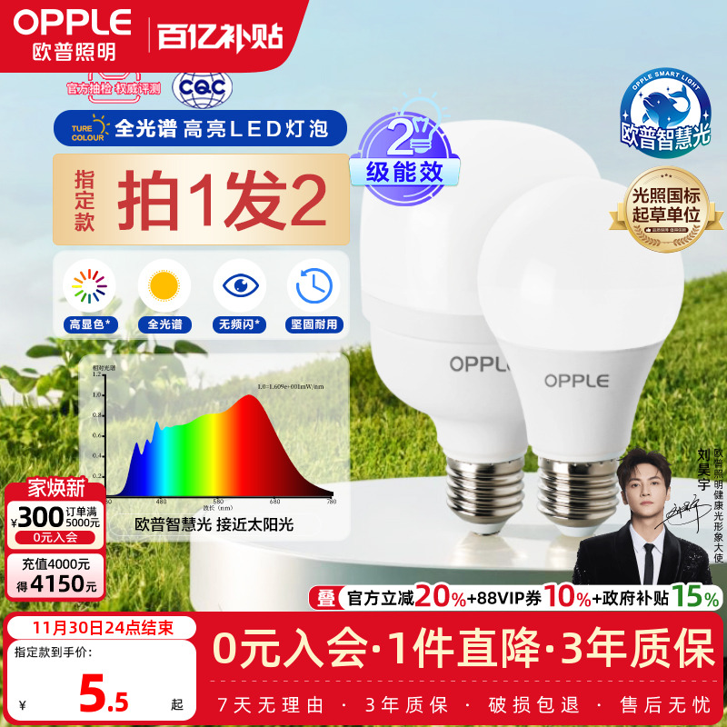 欧普高显色球泡瓦数螺口齐全新款