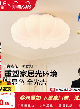 26新-欧普/有钱花/奶油风全光谱护眼吸顶灯具饰卧室书房儿童房DD