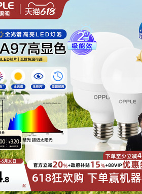 欧普led全光谱灯泡e27e14螺口球泡灯家用节能灯超亮白光暖光灯泡