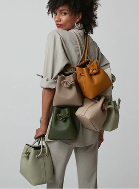 现货 Vasic 水桶包 BOND MINI MINI牛皮单肩斜挎包抽绳休闲