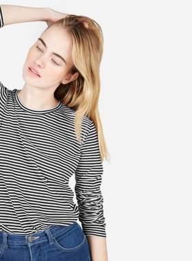 everlane The Cotton Long-Sleeve  全棉条纹长袖 T恤