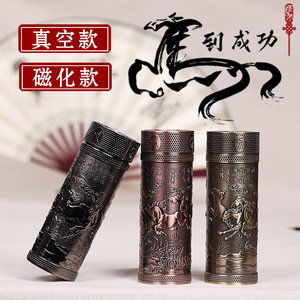 定制高档马到成功真空不锈钢紫砂内胆保温茶杯子便携车载礼品水杯