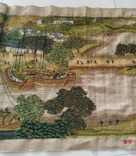 纯手工十字绣成品清明上河图客厅挂画丝线绣出售长3米X80宽