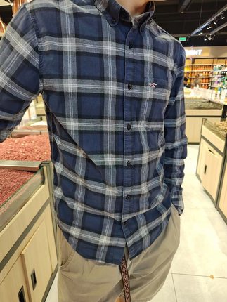 断码清仓hollister男衬衣新品长袖衬衫上衣绣花扣领现货休闲