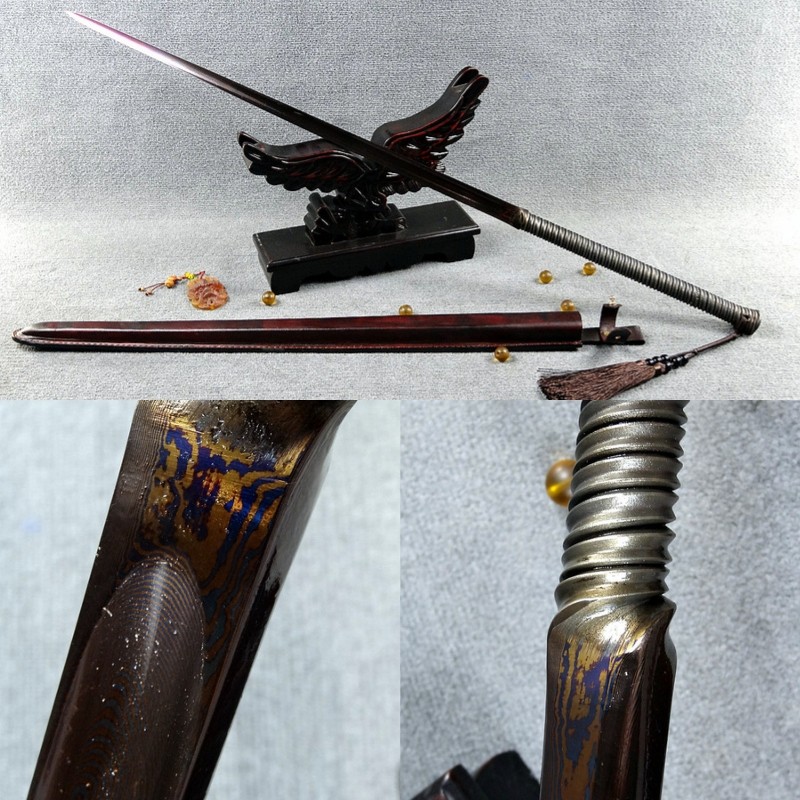 龙泉市一体实心花纹彩钢四面镇魔影视道具亢龙锏鞭防身兵器未开刃