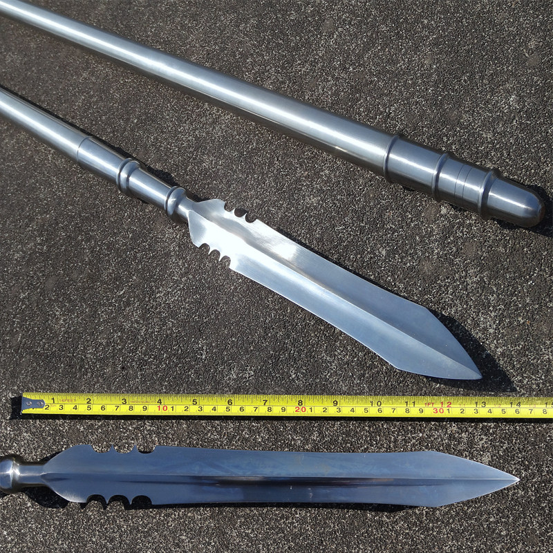 麒麟火焰霸王枪红缨枪不锈钢兵器剑影视道具武术装备亮银枪未开刃