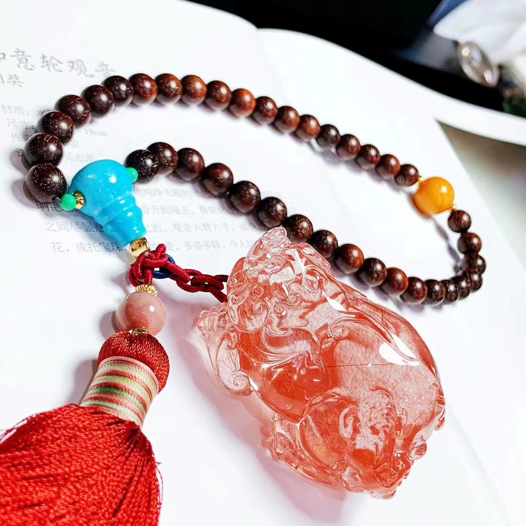 紫粉红水晶发晶钛晶绿幽灵碧溪天河石榴石和田玉碧玉羊脂玉配饰