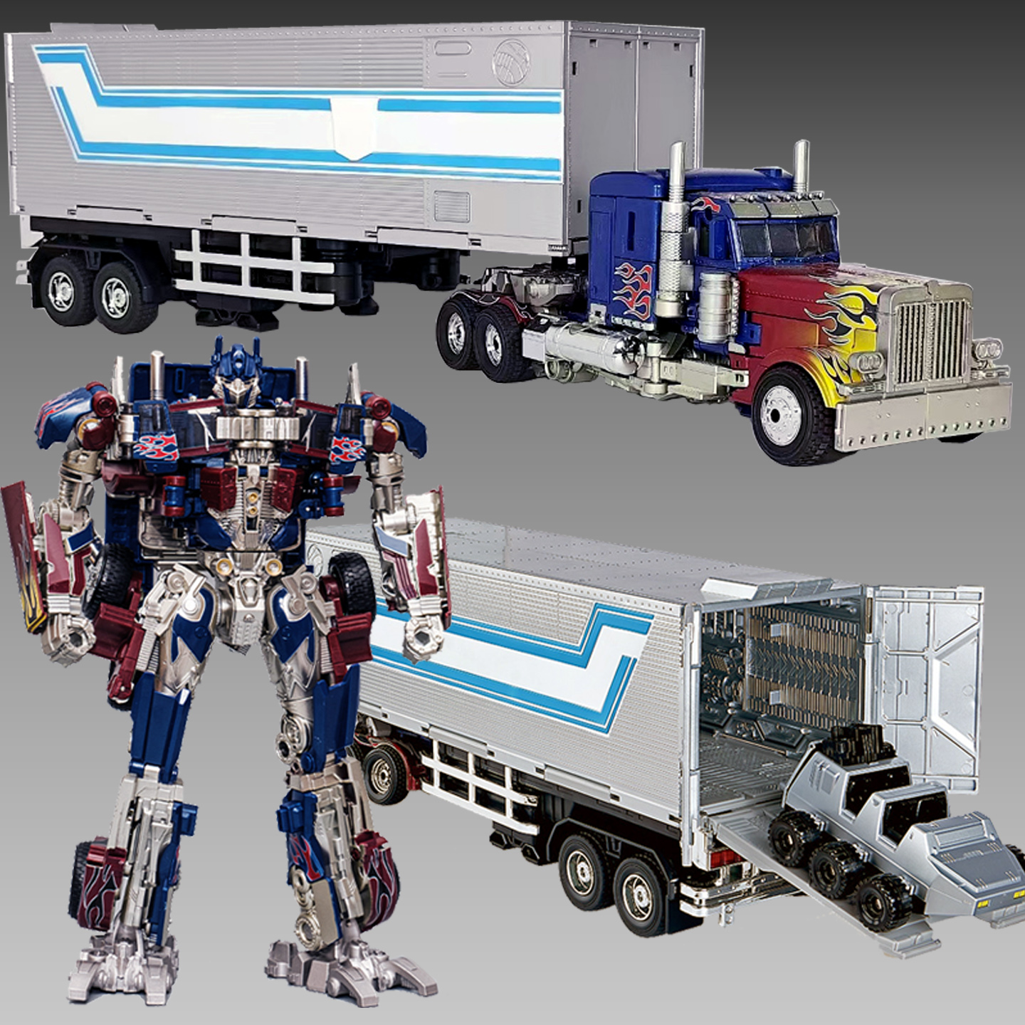 变形擎天柱带车厢金刚机器人玩具